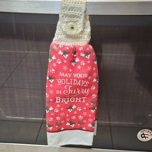 Crochet Topper Towel Handmade Furry and Bright kitchen hand towel unique NEW